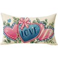 thumbnail image 2 of SugarBloom Valentine's Day Linen Print Pillowcase, Decorative Sofa Cushion Cover for Home Decor, 12x20 inches,E, 2 of 6