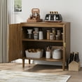 thumbnail image 5 of Semiocthome Sideboard Buffet Cabinet with 1 Shelf and Line Groove Design, Kitchen, Walnut, 5 of 8