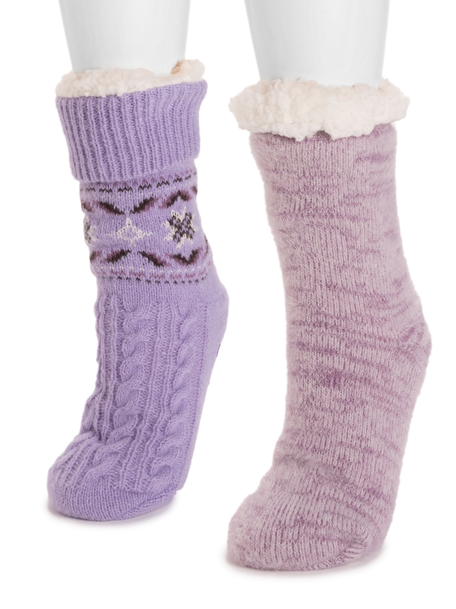MUK LUKS Women's Tall Cabin Socks, One Size Fits Most, 2-Pack