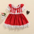 thumbnail image 1 of ZAXARRA Enfants Bébé Filles Robe de Princesse Rouge Bambins Dentelle Douce Garniture Noeud Maille Manches Courtes Robe Formelle Partie Robe de Bal pour 1-6 Ans, 1 of 7