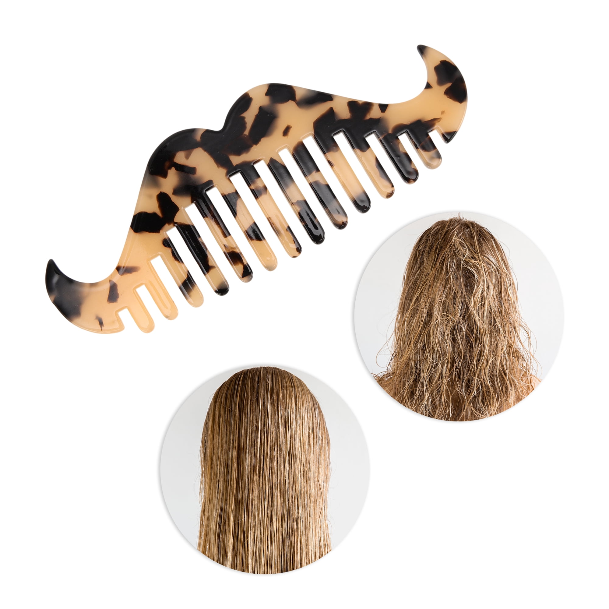 Unique Bargains 1 Pc Portable Beard Shaped Hair Comb for All Hair Types Styles Light Brown