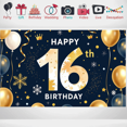 thumbnail image 6 of Happy 16th Birthday Banner with Balloon Star Decor Background, Party Supplies for Birthday Celebrations Photography Props Backdrop Decors, 6 of 8