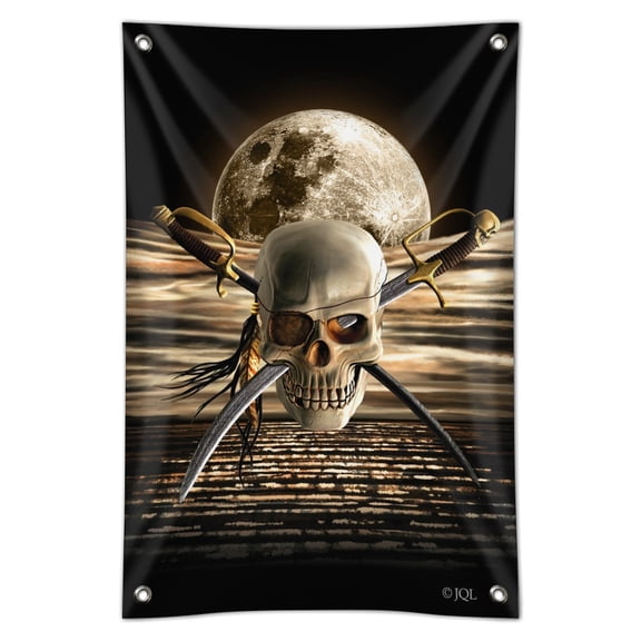 Pirate Skull Crossed Swords Cutlasses Ocean Moon Home Business Office Sign