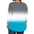thumbnail image 4 of CHGBMOK Womens 3/4 Sleeve Blouses Color Block Crew Neck T Shirts Casual Pleated Tops Curved Hem Going Out Outfit, 4 of 6