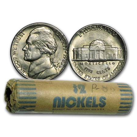 1982-P Jefferson Nickel 40-Coin Roll BU