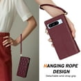 thumbnail image 3 of ELEHOLD Case for Google Pixel 7 Pro, Heavy Duty Zipper Leather Wallet Case with Credit Card Holder Stand & Crossbody Strap,Winered, 3 of 6