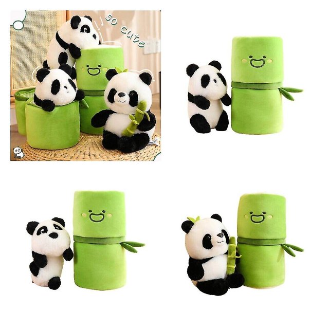 Panda de peluche de tubo de bambú, muñeco de peluche, artículo coleccionable, regalos de recuerdo