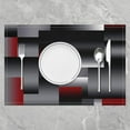thumbnail image 2 of Geometric Placemats Set of 4, Geometry Grey Red Black Placemats 18x12 inch, Stripe Line Modern Art Washable & Durable Table Placemats, Indoor/Use Table Mats 18"x12", 2 of 4