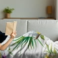 thumbnail image 3 of Parrot Soft Flannel Fleece Blanket, Hibiscus with Bird Intelligent Mimic Animals Creatures Wild Regions Artwork, Cozy Plush for Indoor and Outdoor Use, 70" x 90", White Yellow Green, by Ambesonne, 3 of 5