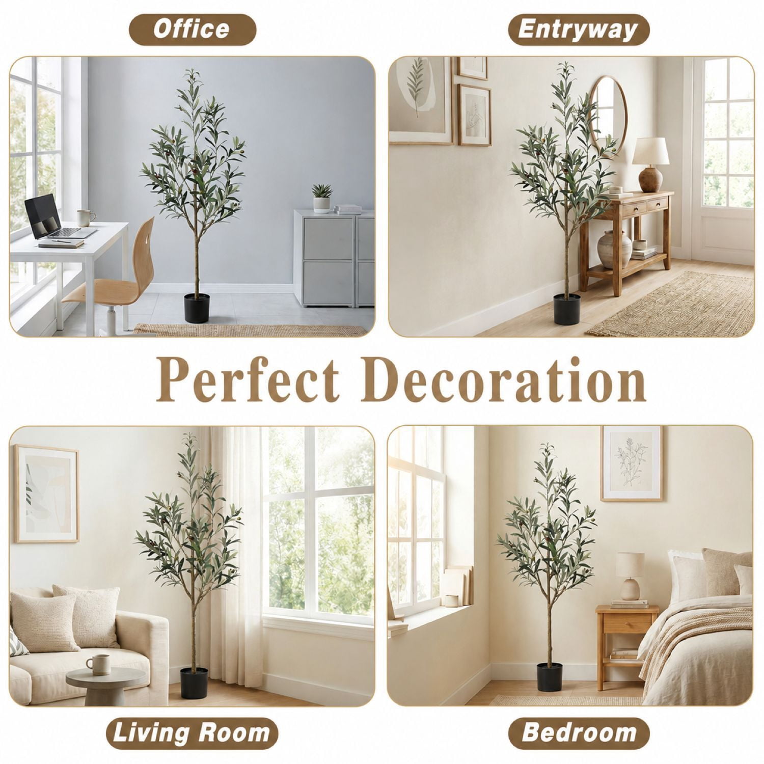 Easy4Home 4FT Artificial Olive Tree with Lifelike Fruits Fake Olive Plant Potted Indoor Faux Floor Plant for Home Office Decor