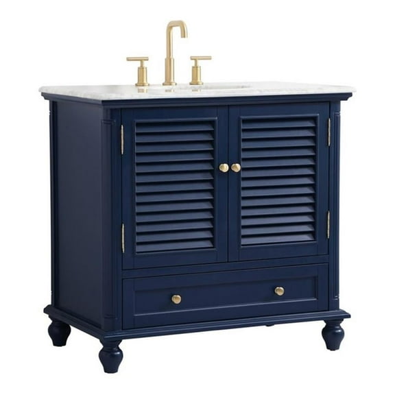36 inch single bathroom vanity in blue