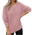 thumbnail image 2 of Craaazy Textured Knit Crew Neck Long Sleeve Shirts for Women Solid Color Fashionable Plaid Top Gifts, 2 of 9