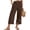Brown, variant on Women's Cropped Pants, Linen Solid Color with Slits and Pockets, Casual Summer Trousers for Beach or Daily, 2026 New Limited-time Offer