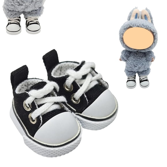 Zapatos de muñeca GDLSYLGHY de lona negra para muñecas de 15 y 17 cm, 1 par