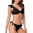 thumbnail image 5 of Women Ruffle V Neck Bikini Swimsuit High Cut Two Piece Bathing Suits, 5 of 7