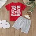 thumbnail image 4 of Youmylove Toddler Boys Short Sleeve Baseball Letter Printed T Shirt Pullover Tops Shorts Outfits Outfit For Boys, 4 of 4