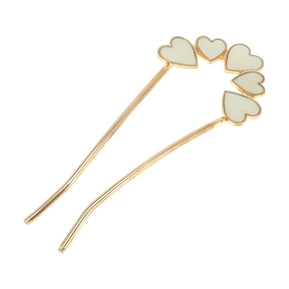 Unique Bargains 1 Pc Chignon Pin Heart Hair Hairpin for Women Gold Tone Beige