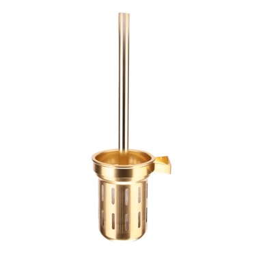 Aluminum Wall Mounted Hollow Toilet Brush Home Bathroom Cleaning Brushes Holder Set Gold