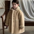 thumbnail image 2 of LIJCC Kids Girls Sherpa Fleece Lined Jacket Faux Suede Lined Plush Shearling Oversized Long Jacket Suede Button Down Windproof Lapel Coat Winter Thick Fluffy Outerwear, 2 of 6