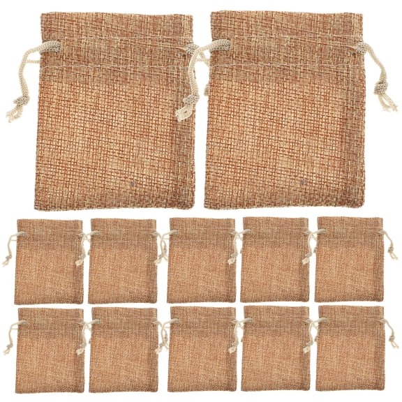 ULTNICE 50Pack Classic Look Small Drawstring Bag Linen Light Brown present Bags for Festivals