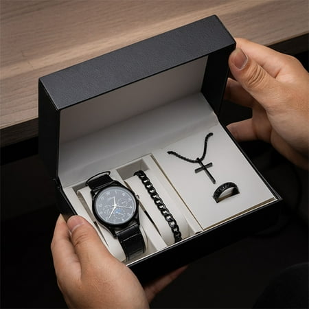 Men'S Watches Men s Watch Set Father s Day Gift Box Quartz Watch Men s Watch Bracelet Souvenir Business Gift For Daddy Husband And Grandfather Watch Fashion Casual Wrist Watch Fathers Day Gifts Mens