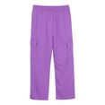 thumbnail image 6 of Staki Cargo Pants Kids Cargo Pants for Girls Parachute Baggy Joggers Elastic Waist Wide Leg Hip Hop Dance Outfits(Purple,8-9 Years), 6 of 7