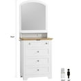 thumbnail image 2 of White Drawer Dresser with Mirror - Charge Station and LED Strip, 4 Drawer Cabinet with Cristal Knobs, Modern Makeup Vanity Table for Small Space, Bedroom, Living Room, Entryway, 2 of 8