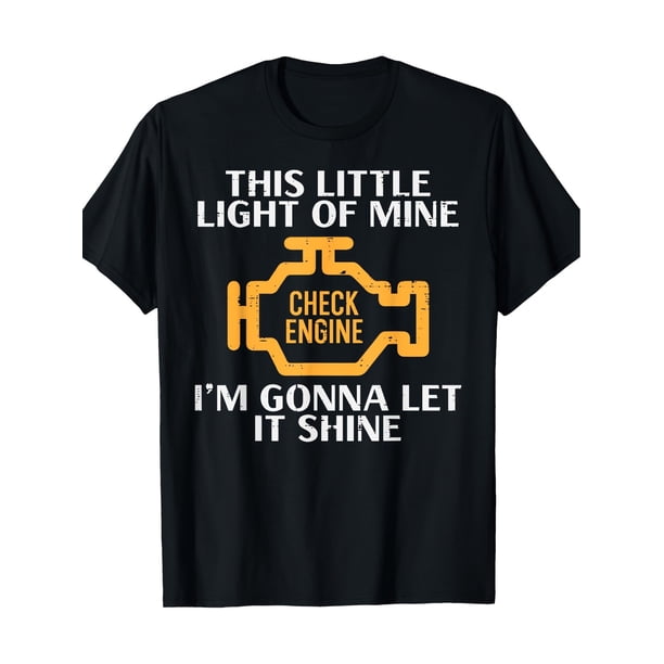 Camiseta con luz de revisión del motor: Divertida camiseta de mecánico de coches para hombre (220 g), ideal para el tiempo libre y el deporte.