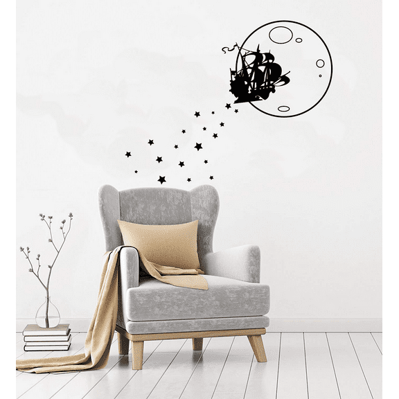 Disney Movie Peter Pan Captain Hook Pirate Ship The Jolly Roger Vinyl Wall Art Wall Sticker Wall Decal Decoration For Home Room Wall Boys Girls Room Playroom Wall Décor Décor Design Size (24x40 inch)