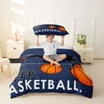 thumbnail image 2 of Castle Fairy Eat Sleep Basketball Twin Duvet Cover, Sport Ball Gamer Twin Bedding, Navy Orange,Navy Blue Reversible,2pcs,1 Duvet Cover and 1 Pillowcase, 2 of 6