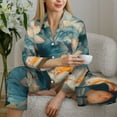 thumbnail image 6 of Salouo Mountain Lotus Serenity Pattern Women's Pajamas Set Long Sleeve Button Down Sleepwear Soft Pj Lounge Sets for women 2 Piece Pjs Set with Long Pants-X-Large, 6 of 7
