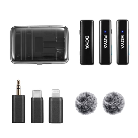 BOYA BOYALINK 2.4GHz Wireless Microphone, Clip-on Mic, Noise Reduction, 100m Transmission