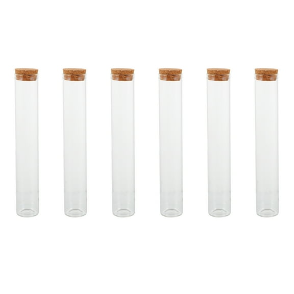 Clear Glass Test Tubes with Cork Stopper (6pcs) - Refillable Containers