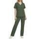 thumbnail image 1 of Conjunto de uniforme médico para mujer, color sólido, 2 piezas, camiseta de manga corta con cuello en V y pantalones con cintura elástica, uniforme de enfermería con bolsillos., 1 of 8