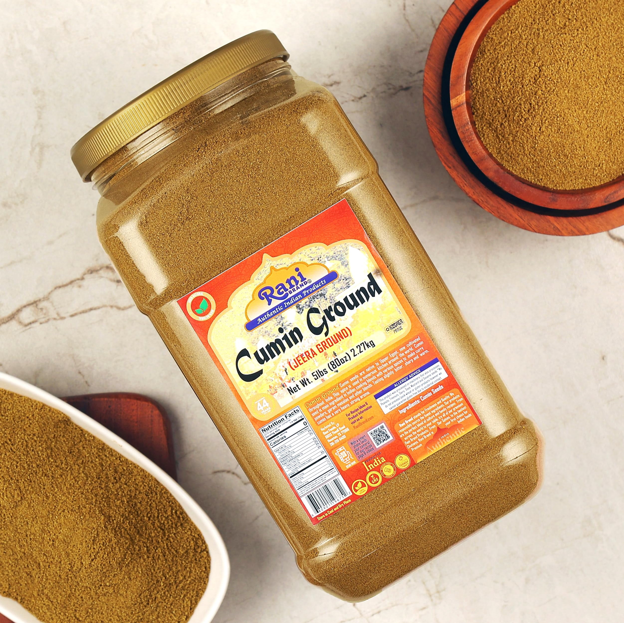 Rani Cumin Powder (Jeera) 80oz (5lbs) 2.27kg Bulk Jar ~ All Natural, Salt-Free | Vegan | Kosher