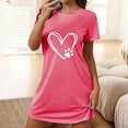 thumbnail image 2 of Chemise de Nuit Grande Taille, Chemise de Nuit Courte pour Femmes avec Imprimé de la Saint-Valentin, Robe de Détente Légère et Décontractée, Col Rond Manches Courtes pour l'Été à la Maison, 2 of 4