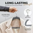thumbnail image 4 of PurelyGoods 50 Pack Velvet Hanger for Shirt Pants Dresses Skirts Suits Jackets - Slim Space Saving Design - Standard Coat Hanger - Sturdy & Durable Design with Shoulder Grooves Hook - Grey, 4 of 12