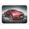 thumbnail image 1 of Cars Bath Mat, Modern Era Sports Car Designed for Spirited Performance and Fast Speed Racing Print, Non-Slip Plush Mat Bathroom Kitchen Laundry Room Decor, 29.5 X 17.5 Inches, Silver Red, Ambesonne, 1 of 2