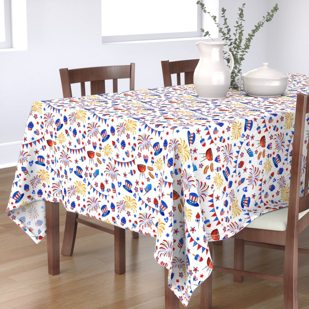Tablecloth Fourth Of July Cookout Patriotic Usa Celebration Cotton Sateen 