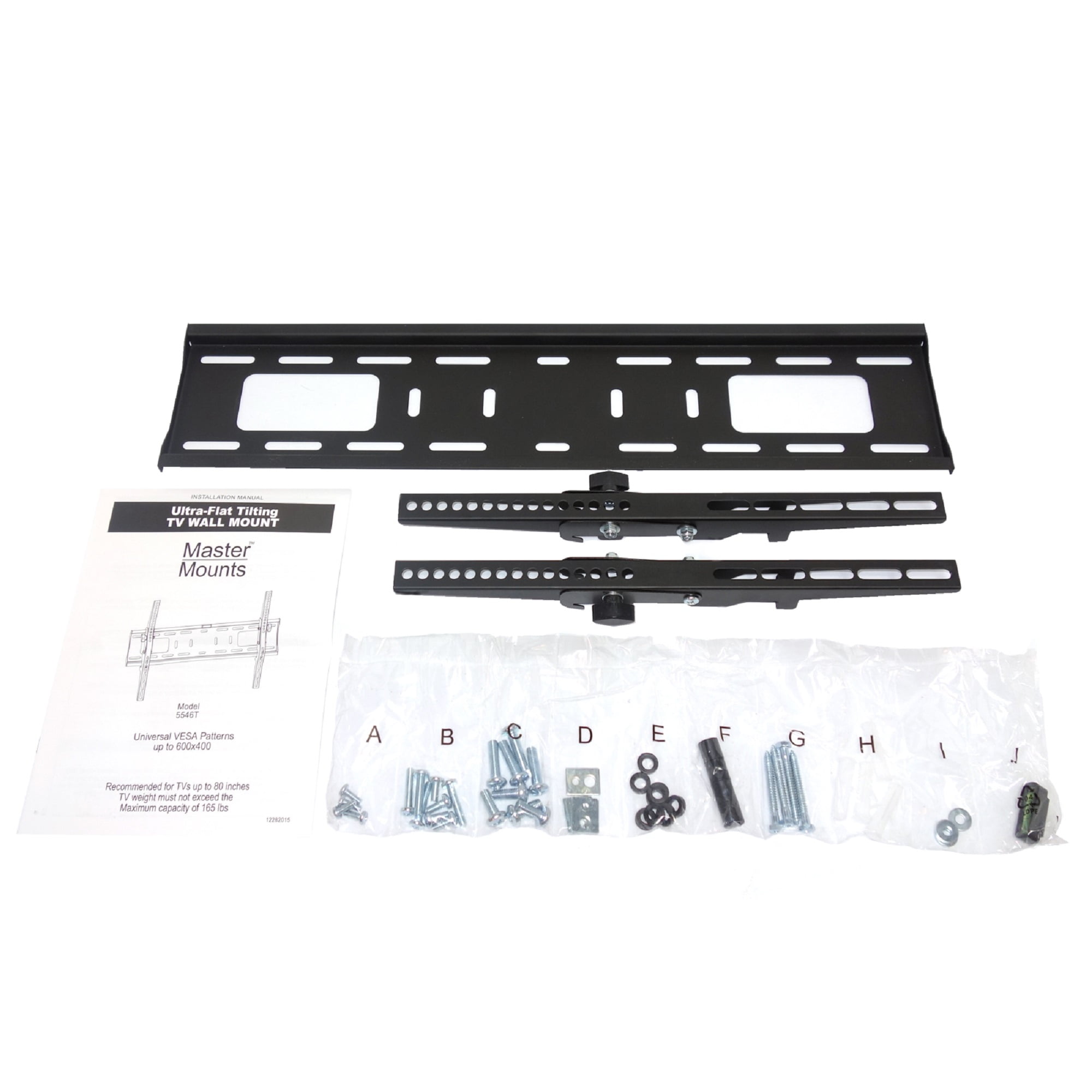 Master Mounts Ultra Low Profile Flat/Tilt Universal TV Wall Mount for Screen Sizes up to 80'' & weight up to 165 lbs