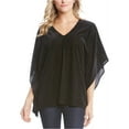 thumbnail image 2 of Karen Kane Womens Velvet Striped Kimono Top Blouse, Black, X-Small, 2 of 2