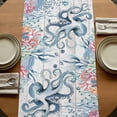 thumbnail image 5 of Table Runners 70 Inches Long Dress Scarves, Coastal Octopus Farmhouse Coffee/Dining/Kitchen Table Decor, Holiday Table Runner, Beach Nautical Ocean Coral Seahorse Vintage 13x70 Inch, 5 of 9
