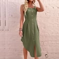 thumbnail image 2 of Women Plus Size Dresses Ladies Irregular Backless Linen Slip Dress With Stylish Design Dress Plus Size Army Green S, 2 of 6