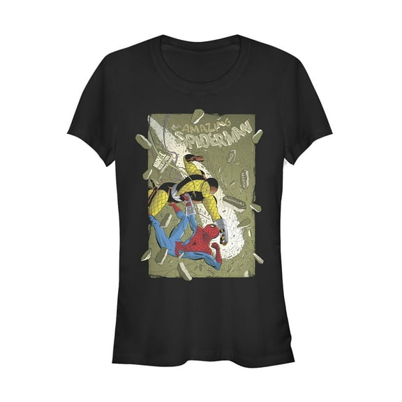 Junior's Marvel Spider-Man vs Shocker Comic Book Graphic Tee Black Small