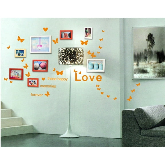 4PCS Vibrant Orange Core Wall Stickers - Removable DIY Wall Decals for Living Room, Bedroom, Kids' Room, and Nursery - Self-Adhesive PVC Transparent Mural Art for Sofa and TV Background