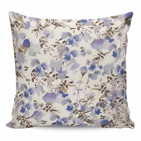 Throw Pillow Covers 24x24 Inch, Vintage Purple Flower Decorative Pillow Cases for Couch Sofa Bed, Farmhouse Botanical Floral Retro Cotton Linen Square Home Decor Pillowcases with Hidden Zipper