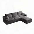 thumbnail image 5 of Modern Grey Corduroy L-Shaped Sectional Sofa 110cm with Full-Compression Technology, 5 of 12