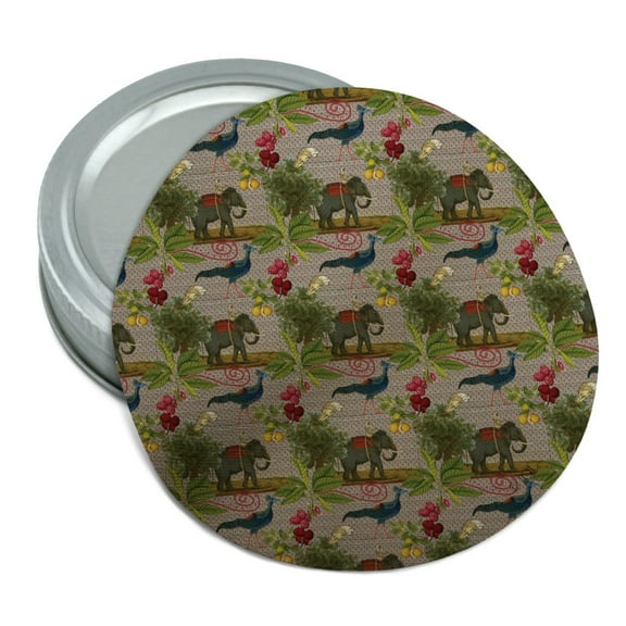 India Elephant Peacock Owl Pattern Round Rubber Non-Slip Jar Gripper Lid Opener