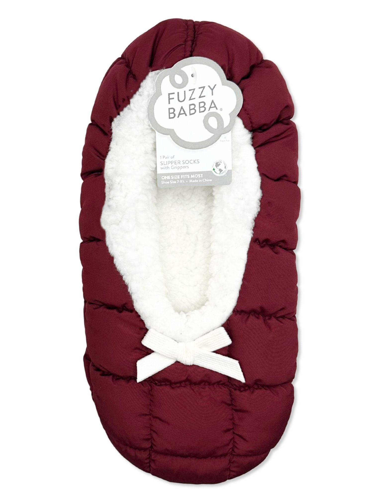 Fuzzy Babba Women’s Puffer Slipper Socks, 1-Pack, Shoe Sizes 7-9.5