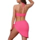 thumbnail image 3 of INSPIRAR CHIC Conjuntos de Bikini de Cuerda en Forma de Círculo para Mujeres de 3 Piezas con Parte Inferior Triangular, Tiras Lateral y Cubierta de Baño en Color Rosa Rojo Medio, 3 of 5